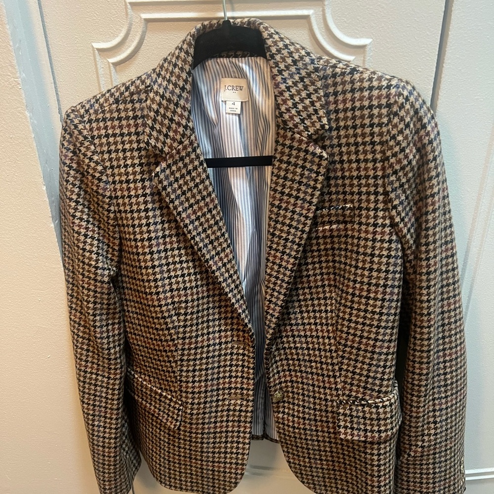 J. Crew Women's Classic Houndstooth Blazer - Black and Brown